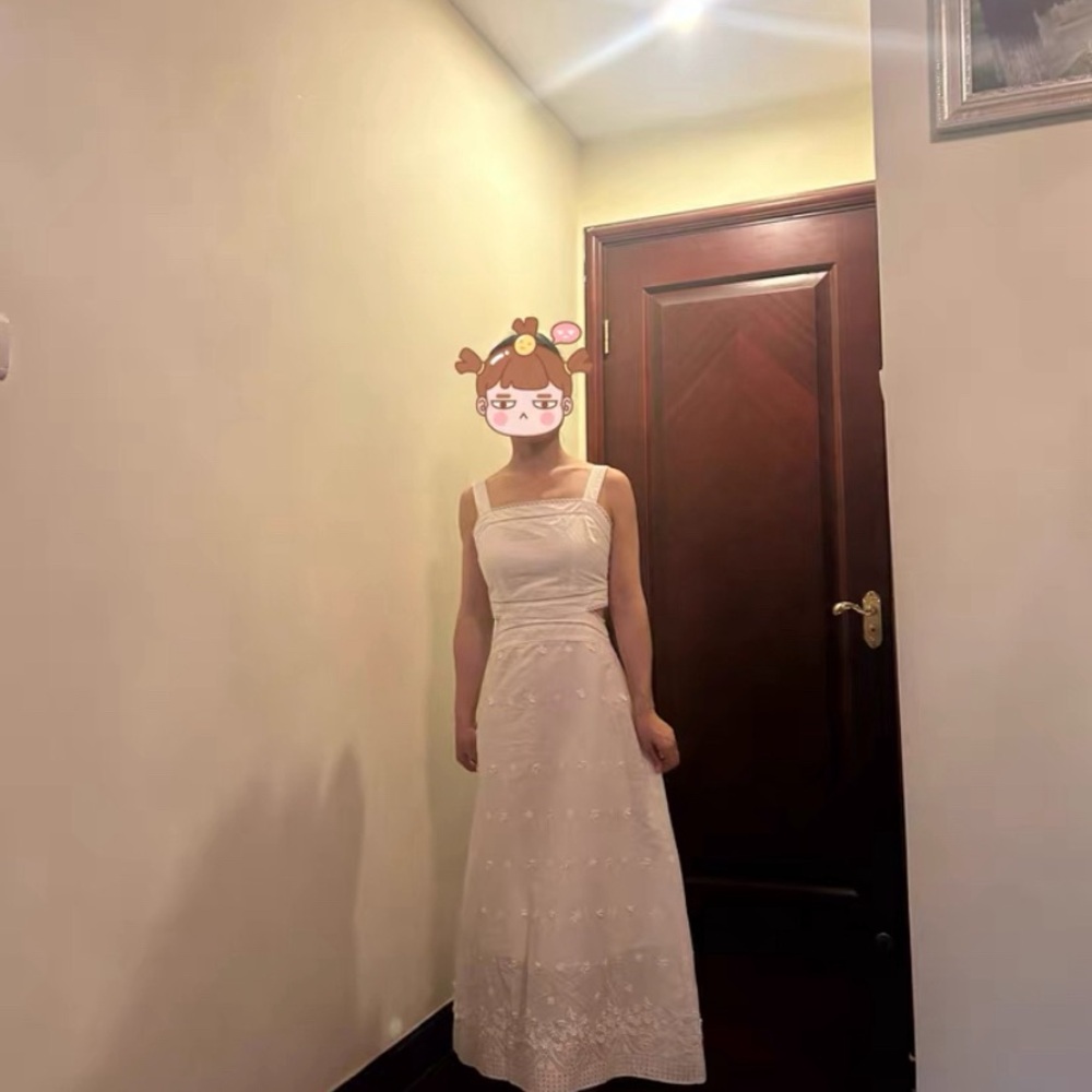 Hollow embroidery cut out sexy maxi cotton dress